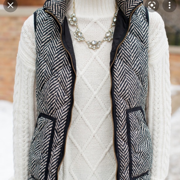 J. Crew Factory Jackets & Blazers - J.Crew Factory Black and White Herringbone Printed Vest sz Large